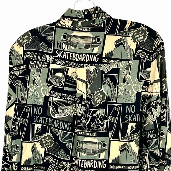 Zara Relaxed Fit Graphic Skateboarding Print Button-Up Shirt Size Small EUC! - Picture 8 of 14